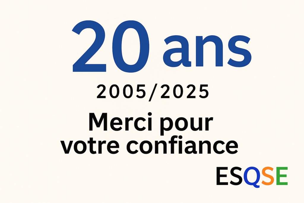Visuel 20 ans ESQSE-engagement et performance durable.